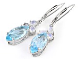 Sky Blue Topaz Rhodium Over Sterling Silver Dangle Earrings 5.28ct