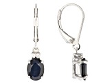 Blue Sapphire Rhodium Over Sterling Silver Dangle Earrings 2.79ctw