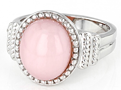 Pink Opal Rhodium Over Sterling Silver Solitaire Ring - CTB1088 | JTV.com