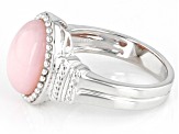 Pink Opal Rhodium Over Sterling Silver Solitaire Ring