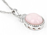 Pink Opal Rhodium Over Sterling Silver Solitaire Pendant With Chain