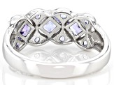 Blue Tanzanite Rhodium Over Sterling Silver Band Ring 0.79ctw