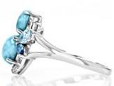 Blue Larimar Rhodium Over Sterling Silver Ring 0.80ctw