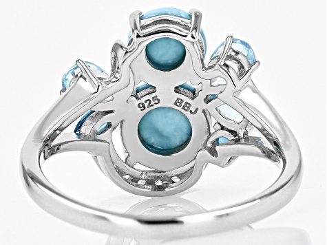 Blue Larimar Rhodium Over Sterling Silver Ring 0.80ctw