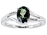 Green Labradorite Rhodium Over Sterling Silver Ring 0.95ctw.