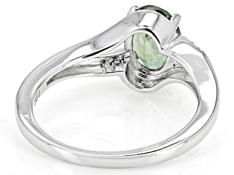 Green Labradorite Rhodium Over Sterling Silver Ring 0.95ctw.