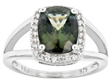 Green Labradorite Rhodium Over Sterling Silver Ring 2.31ctw