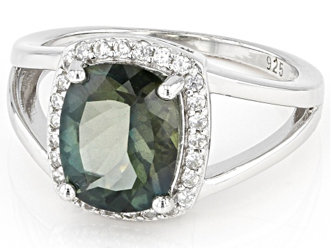 Green Labradorite Rhodium Over Sterling Silver Ring 2.31ctw