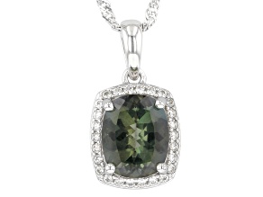 Green Labradorite Rhodium Over Sterling Silver Pendant With Chain 8.31ctw.