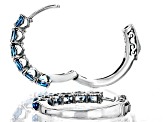 Swiss Blue Topaz Rhodium Over Sterling Silver Hoop Earrings 2.09ctw