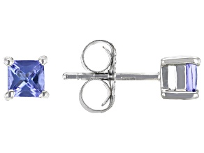 Blue Tanzanite Rhodium Over Sterling Silver Stud Earrings 0.58ctw