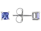 Blue Tanzanite Rhodium Over Sterling Silver Stud Earrings 0.58ctw