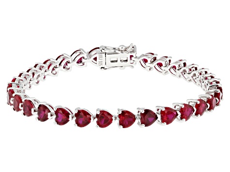 Red Lab Created Ruby Rhodium Over Sterling Silver Tennis Bracelet 16 ...