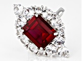 Red Lab Created Ruby Rhodium Over Silver Ring 10.56ctw