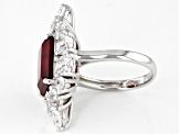 Red Lab Created Ruby Rhodium Over Silver Ring 10.56ctw