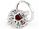 Red Lab Created Ruby Rhodium Over Silver Ring 10.56ctw