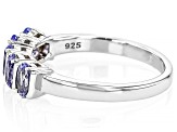 Blue Tanzanite Rhodium Over Sterling Silver Band Ring 0.94ctw