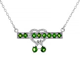 Green Chrome Diopside Rhodium Over Silver Heart Necklace 0.71ctw