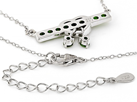 Green Chrome Diopside Rhodium Over Silver Heart Necklace 0.71ctw