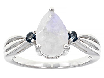 Picture of Rainbow Moonstone Rhodium Over Silver Ring 2.02ctw