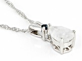 Rainbow Moonstone Rhodium Over Silver Pendant Chain 0.06ctw