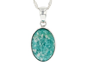 Blue Amazonite Rhodium Over Sterling Silver Solitaire Pendant With Chain