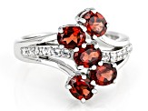 Red Garnet Rhodium Over Sterling Silver Bypass Ring 2.02ctw