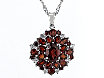 Picture of Red Garnet Rhodium Over Sterling Silver Pendant With Chain 4.70ctw