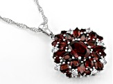 Red Garnet Rhodium Over Sterling Silver Pendant With Chain 4.70ctw