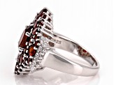 Red Garnet Rhodium Over Sterling Silver Ring 5.01ctw