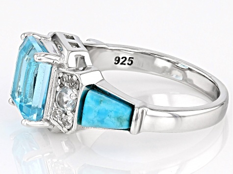 Sky Blue Topaz Rhodium Over Silver Ring 3.01ctw