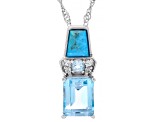 Sky Blue Topaz Rhodium Over Silver Pendant Chain 3.34ctw