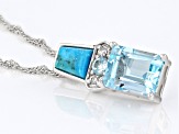 Sky Blue Topaz Rhodium Over Silver Pendant Chain 3.34ctw