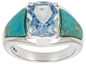 Sky Blue Topaz Rhodium Over Sterling Silver Ring 3.15ct