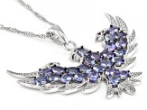 Blue Tanzanite Rhodium Over Sterling Silver Eagle Pendant With Chain