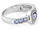 Blue Tanzanite Rhodium Over Sterling Silver Ring 0.86ctw