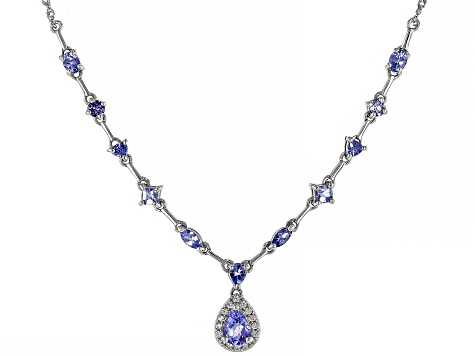 Blue Tanzanite Rhodium Over Sterling Silver Necklace - CTB1126 | JTV.com