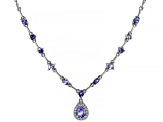 Blue Tanzanite Rhodium Over Sterling Silver Necklace