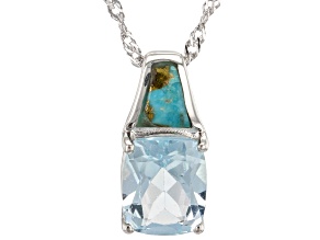 Sky Blue Topaz Sterling Silver Pendant with Chain 3.15ct