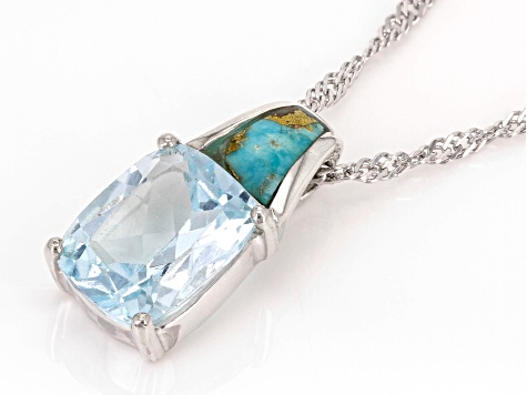 Sky Blue Topaz Sterling Silver Pendant with Chain 3.15ct - CTB1127 | JTV