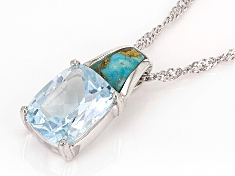 Sky Blue Topaz Sterling Silver Pendant with Chain 3.15ct