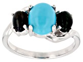 Blue Sleeping Beauty Turquoise Rhodium Over Sterling Silver Ring 0.51ctw