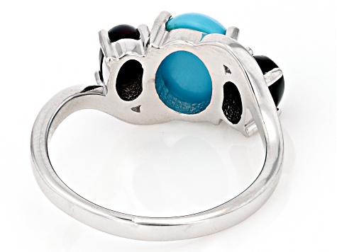 Blue Sleeping Beauty Turquoise Rhodium Over Sterling Silver Ring 0.51ctw