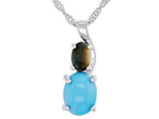 Sleeping Beauty Turquoise Rhodium Over Silver Pendant With Chain .26ct