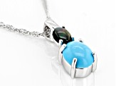 Sleeping Beauty Turquoise Rhodium Over Silver Pendant With Chain .26ct