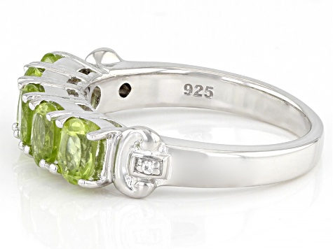 Green Peridot Rhodium Over Sterling Silver Band Ring 1.71ctw