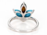 Sleeping Beauty Turquoise Rhodium Over Sterling Silver 3-Stone Ring .34ct