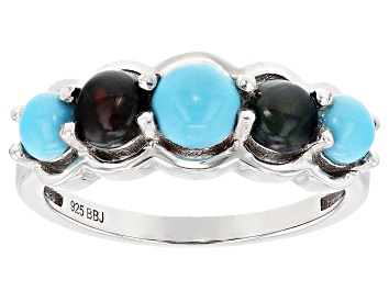 Picture of Sleeping Beauty Turquoise Rhodium Over Sterling Silver Ring .68ctw