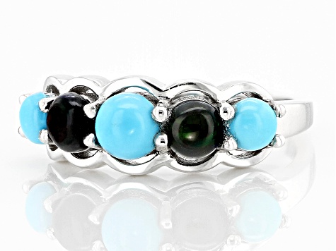 Sleeping Beauty Turquoise Rhodium Over Sterling Silver Ring .68ctw