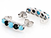 Blue Turquoise Rhodium Over Silver J-Hoop Earrings 1.36ctw